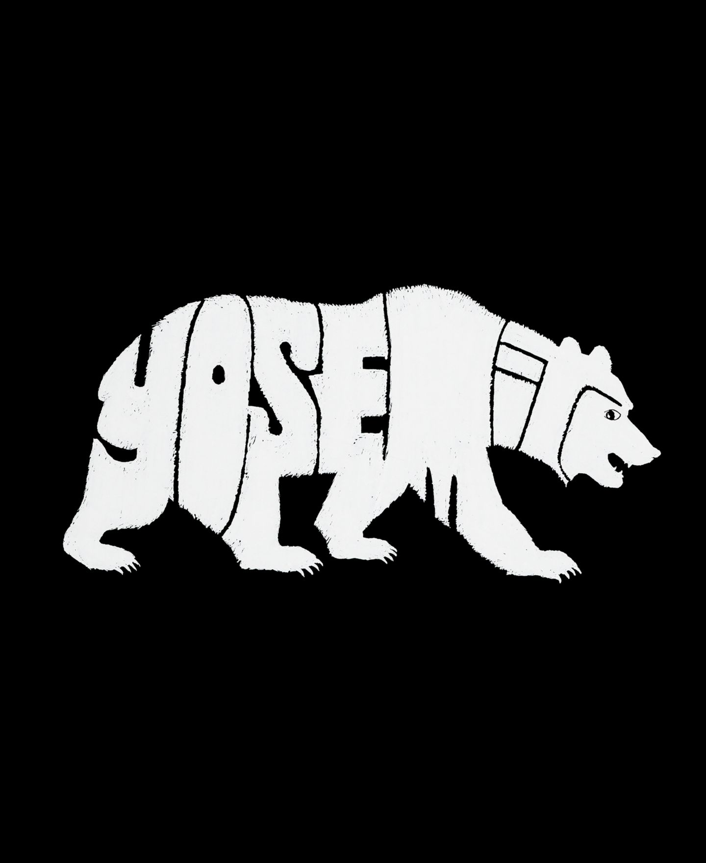 Женская футболка LA Pop Art Yosemite Bear Word Art V-Neck, цвет: Чёрный — фото 3