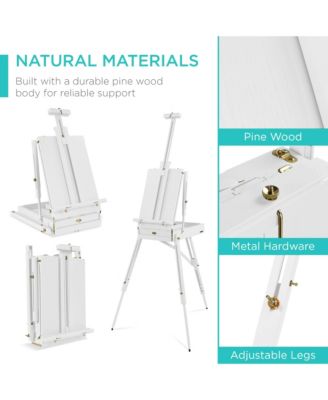 French Easel, 32pc Beginners Kit Portable Wooden Adjustable Tripod  w/ Paint Supplies