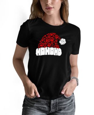 Women's Paw Print Santa Hat Word Art Pullover Top