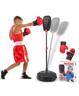 Kids Punching Bag with Stand Height Adjustable Boxing Equipment with Gloves