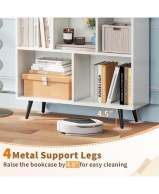 7-Cube Bookcase with Tapered Metal Legs and Anti-Tipping Kits