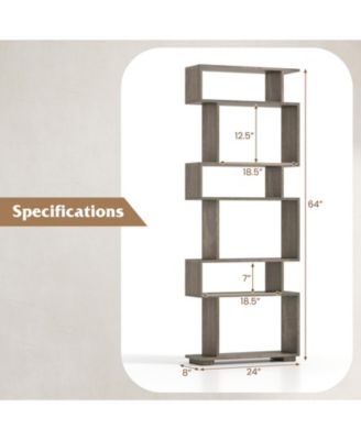 6-Tier Geometric Bookshelf with Anti-Tipping Kits