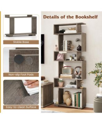 6-Tier Geometric Bookshelf with Anti-Tipping Kits