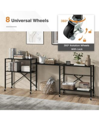 5-Tier Foldable Metal Storage Shelving Unit on Wheels