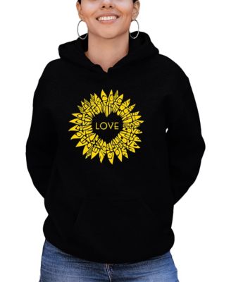 Women's Sunflower Love Word Art Hooded Sweatshirt