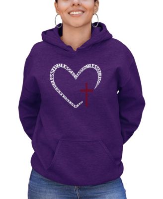 Women's Blessed Heart Word Art Hooded Sweatshirt