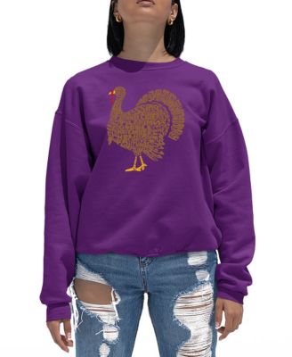Women's Thanksgiving Turkey Word Art Crewneck Sweatshirt