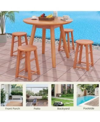 18-Inch Wood Bar Stools Set of 2 with Round Seat and Footrest