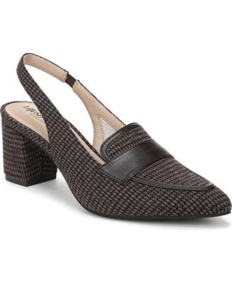 Women's Angel Pointed Toe Block Heel Slingback Pumps