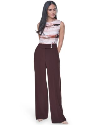 women's brown dress pants Chocolate Brown High Waisted Wide Leg Pants - All Bottoms