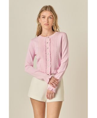 Women's Ruffle Placket Knitted Cardigan