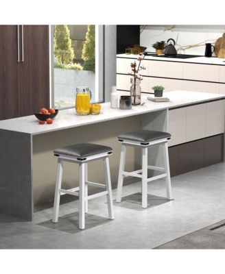 PU Leather Bar Stools Set of 4 30'' Counter Height Dining Stools w/ Upholstered Seat