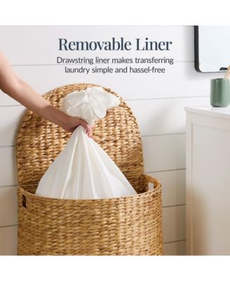 Half Moon Laundry Hamper w/ Lid, Half Round Laundry Basket, w/ Removable Liner & Handles