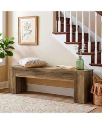 55" Entryway Bench, Farmhouse Indoor End of Bed Bench, Shoe Bench