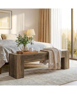 55" Entryway Bench, Farmhouse Indoor End of Bed Bench, Shoe Bench