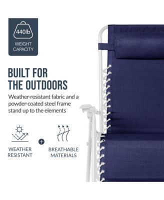 Set of 2 Extra Wide Zero Gravity Lounge Chair Recliners w/ Cup Holder