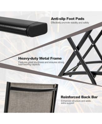 Folding Bar Stools Set of 4 Patio Sling Chairs w/ Backrest Humanized Footrest