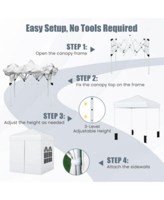 6.5x6.5 ft Pop-Up Canopy Tent with 4 Sidewalls and Wheeled Carry Bag
