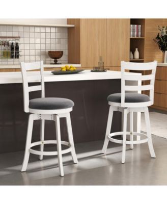 25" Swivel Barstools Set of 2, 360degree(s) Rotating Bar/Counter Height Chairs with Upholstered Seat