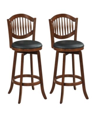Swivel Bar Stools Set of 2 with Backrest and Wood Frame-30 Inches