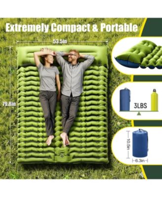 2 Person Self Inflating Sleeping Pad with Pillow Foot Pump Camping Outdoor Recreation Gear