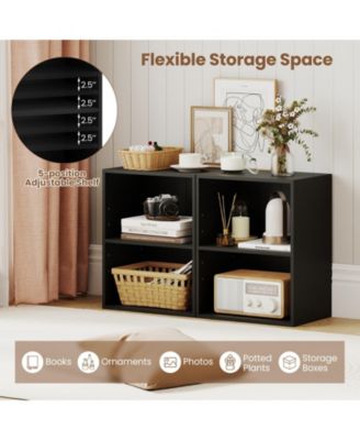 Two Cube Floor Standing Bookcase with Adjustable Shelf Positions