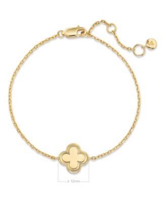 Contour-lined Clover Bracelet in Gold Plated Sterling Silver, Adj 6.5/7.0/7.5 inch