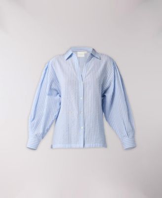 Women's Long Balloon Sleeves Striped Shirt