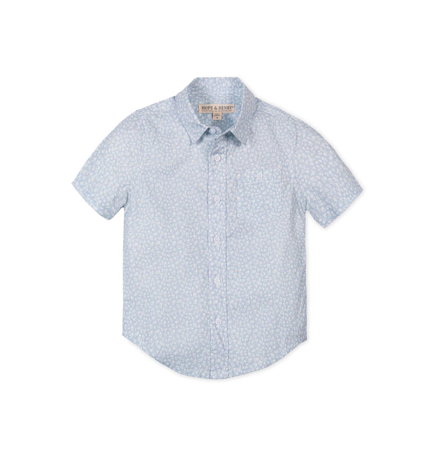 Рубашка Hope & Henry Linen Short Sleeve Shirt для мальчиков, цвет: Синий — фото 1