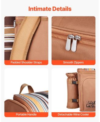 4-Person Picnic Backpack with Insulated Cooler, Blanket and Tableware Set