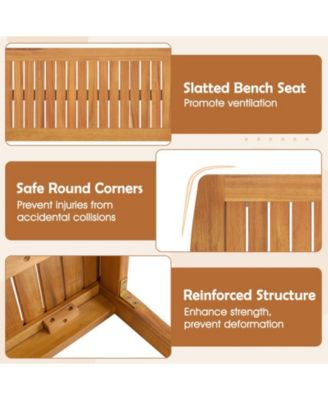 Acacia Wood Outdoor 48" Long Patio Dining Bench-2 Pieces