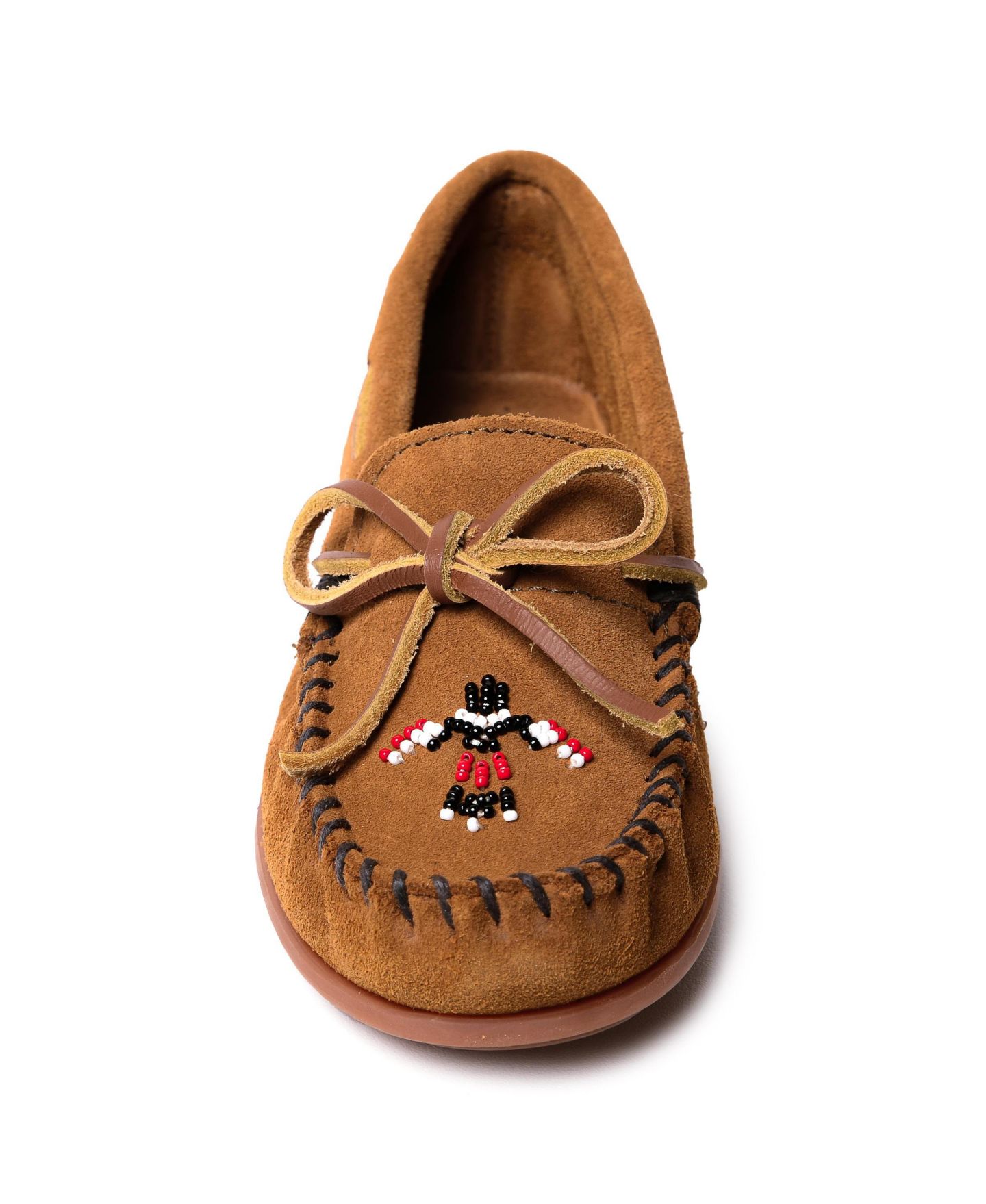 Детские замшевые мокасины Minnetonka Thunderbird Animikii с бисером, цвет: Коричневый — фото 4