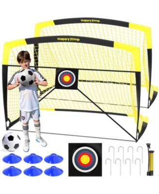 7x5 FT Portable Soccer Goal with Target Board Agility Markers Pump Ball Training Bundle for Youth Players Ages 6 to 14