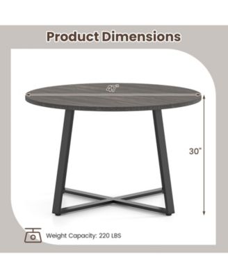 47 Inch Round Dining Table with Stable X-shaped Base and Round Thickened Tabletop.