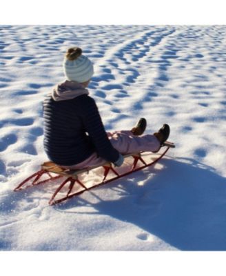 Metal Runner Steel/Wood 60" Long Snow Slider Sled for Kids