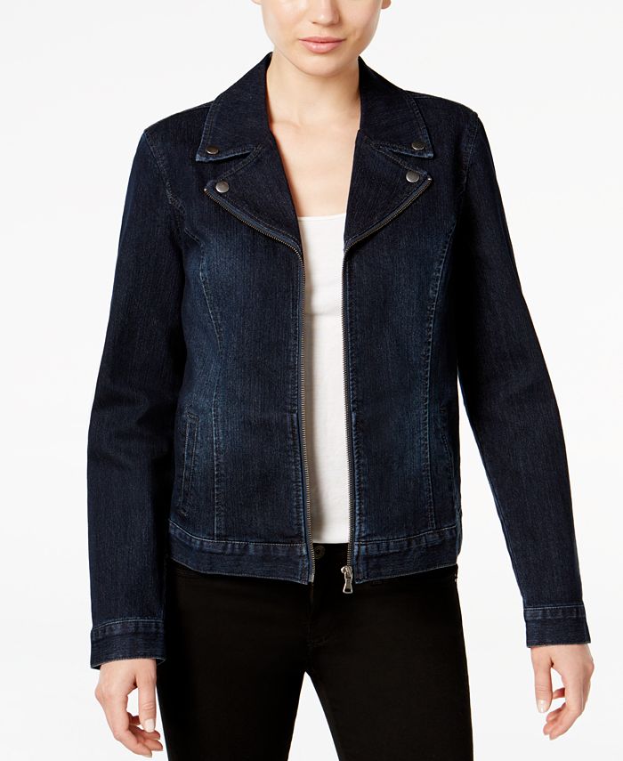 Style & Co Denim Moto Jacket, Created for Macy's - Macy's