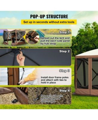  6-Sided Pop-Up Gazebo Screen Tent with Mesh Windows