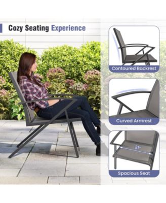 Patio Chairs Set of 2 Lawn Chairs with Heavy Duty Metal Frame