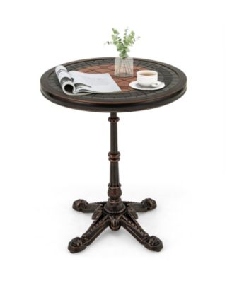 Round Patio Side Table Weather-resistant Cast Aluminum Table