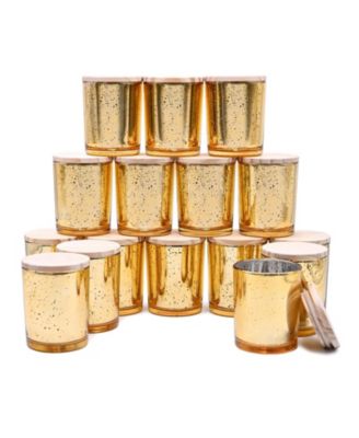 Glass Candle Jars with Wood Lids 16 Pack