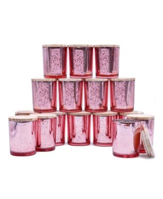 Glass Candle Jars with Wood Lids 16 Pack