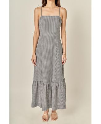 Women's Gingham Maxi Dress