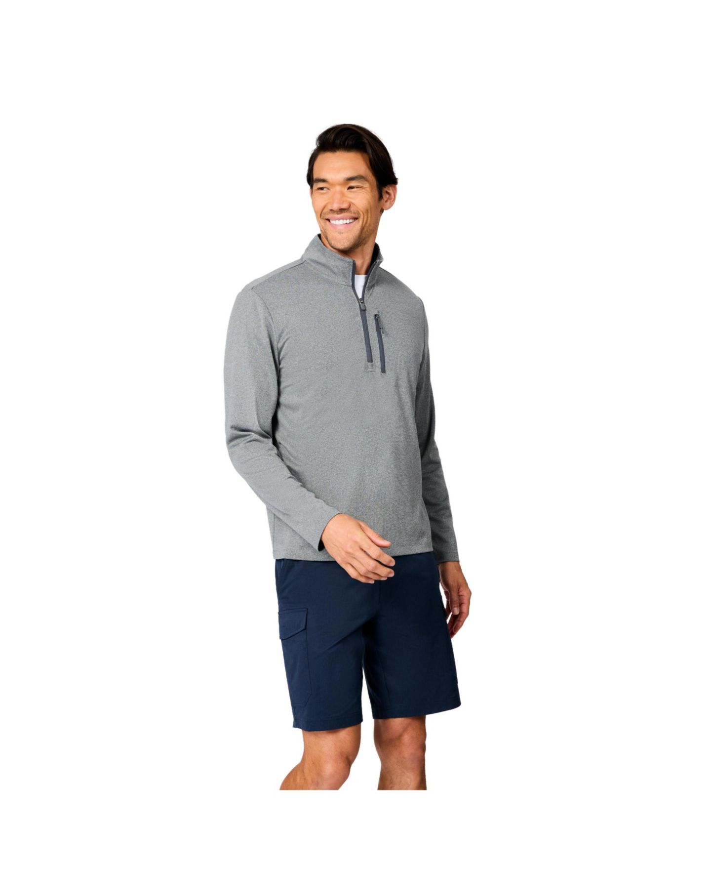 Мужская рубашка Free Country Tech Double Face Quarter Zip, цвет: Серый — фото 4