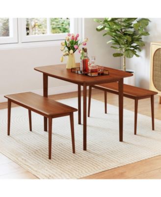 Rectangular Walnut Finish Kitchen Table for 2-4 with Triangular Bracing