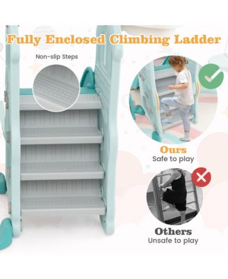 Toddler Slide and Swing Set 4-in-1 Indoor Playground w/ Extra-long Slide