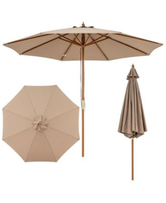 Patio Umbrella Outdoor Table Market Umbrella with 8 Sturdy Bamboo Ribs