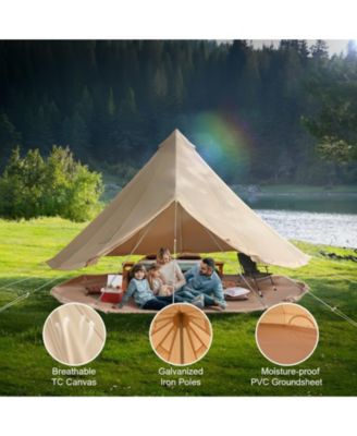 16.4 ft Canvas Bell Tent with Stove Jack for 4-Season Camping