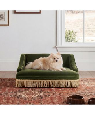Performance Velvet Princess Pet Bed Sofa with Fringe Skirt by Duchess