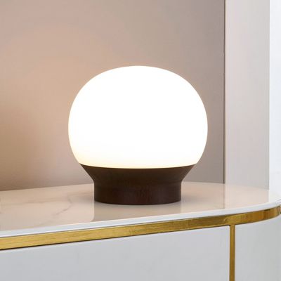 Marlow Walnut Wood Round LED Dimmable Table Lamp