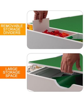 Kids 2 in 1 Play Table with 7 Storage Compartments and Bookshelf, Modern Activity Learning Table Game Furniture